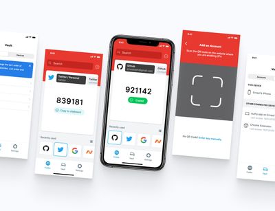 Authy app screens showing authentication codes