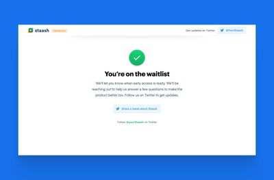 Confirmation page for beta signup