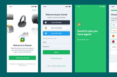 Early mockups of the Staash mobile app